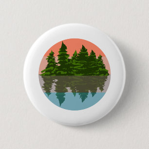 Forest Sunset Nature Pine Trees 6 Cm Round Badge