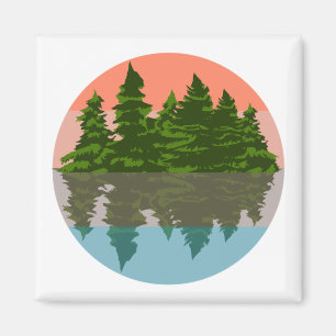 Forest Sunset Nature Pine Trees Magnet