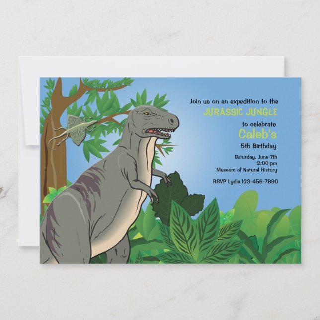 Forest T- Rex Dinosaur Invitation (Front)