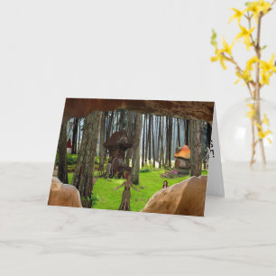 FOREST TINY HOUSE SHOE HOUSE FANTASY BIRTHDAY CARD