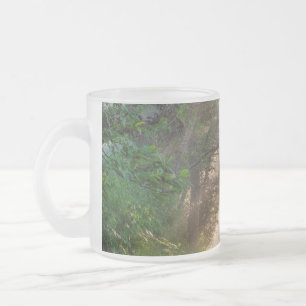 Forest trail frosted glass coffee mug