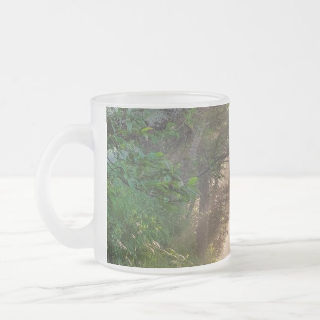 Forest trail frosted glass coffee mug (Left)