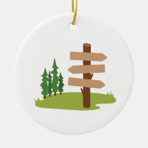Forest Trail Sign Ceramic Tree Decoration