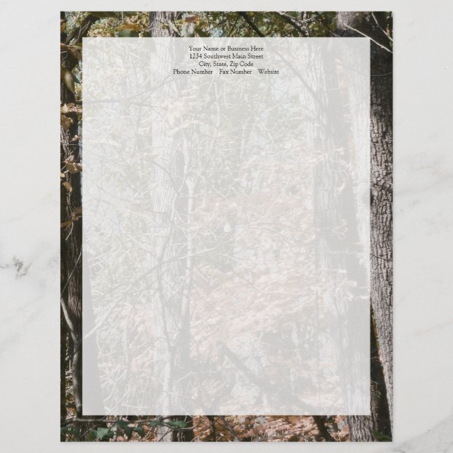 Forest Tree Camo Camouflage Nature Hunting/Fishing Personalised Letterhead (Front)