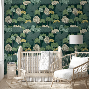 Forest Tree Canopy Green Removable Peel and Stick Wallpaper