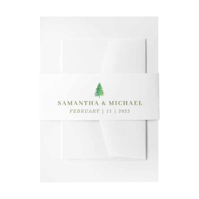 Forest Tree Flower Monogram Elegant Invitation Belly Band (Front Example)