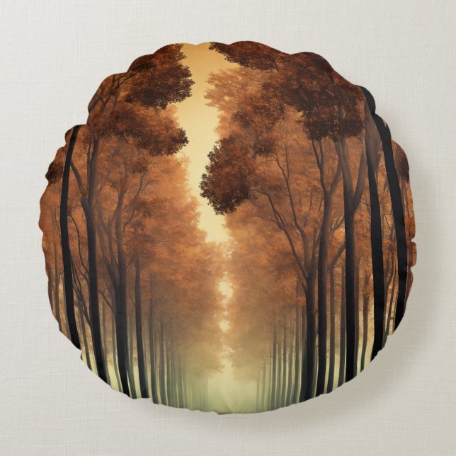 Forest Tree Logo Round Throw Pillow (Front)