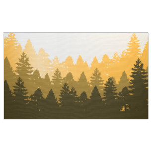 Forest Tree Silhouette Illustration Fabric
