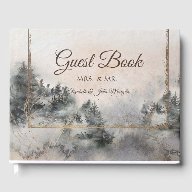 Forest Tree Woodland Wedding Guest Book (Front)