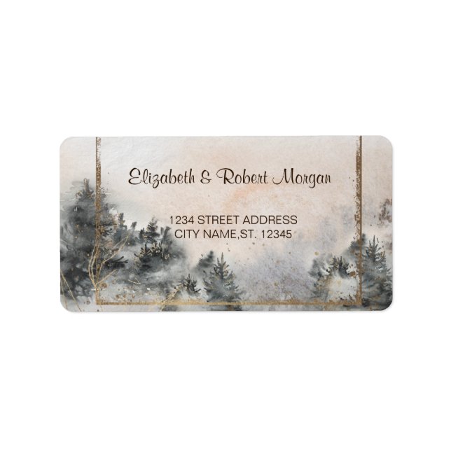 Forest Tree Woodland Wedding Label (Front)