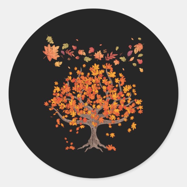 Forest Trees Autumn Leaves Nature Fall Classic Round Sticker (Front)