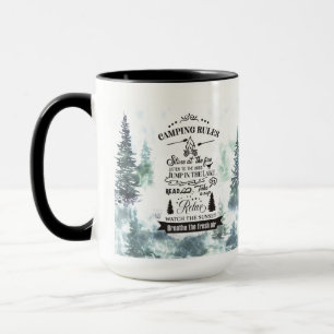 Forest Trees Camping Rules Monogram Mug