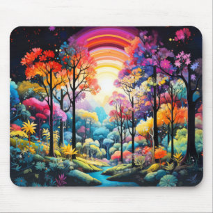 Forest Trees Concept Abstract Colourful Scenery Ar Mouse Mat