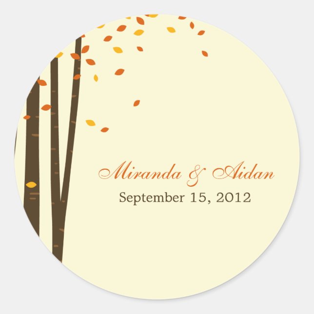 Forest Trees Favour Sticker or Envelope Seal-Orang (Front)