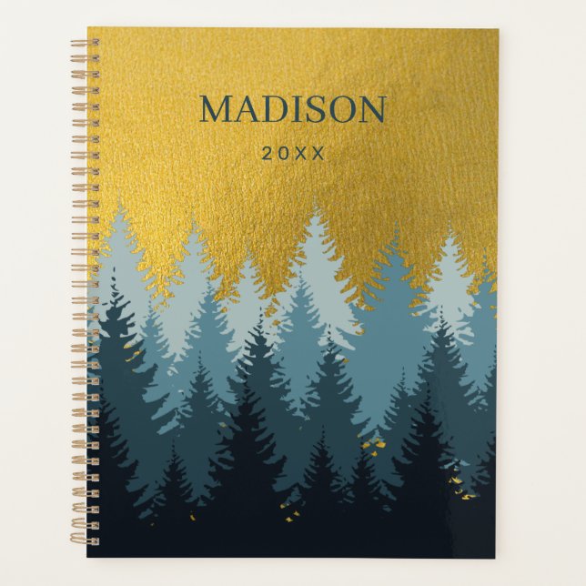 Forest Trees Golden Landscape Appointment Book Planner (Front)