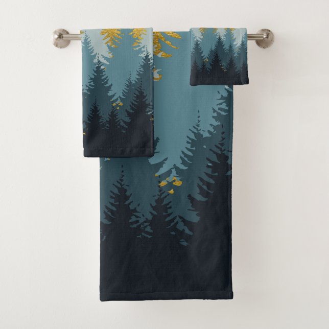 Forest Trees Golden Landscape  Bath Towel Set (Insitu)