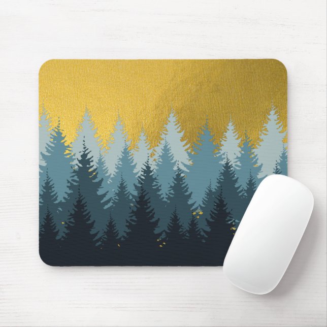 Forest Trees Golden Landscape Mouse Mat (With Mouse)