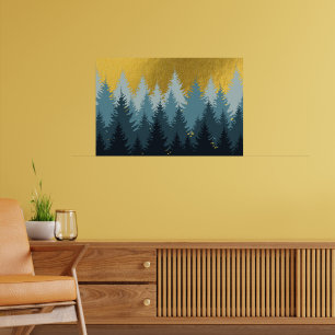 Forest Trees Golden Landscape Poster