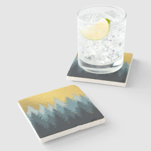 Forest Trees Golden Landscape  Stone Coaster