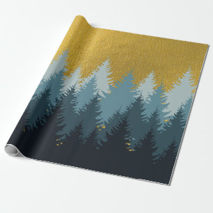 Forest Trees Golden Landscape   Wrapping Paper