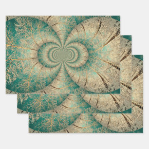 Forest Trees Green Brown Winter Woodland Wrapping Paper Sheet