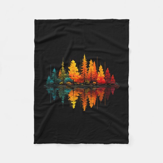 Forest trees lake reflection wildlife outdoor fleece blanket (Front)