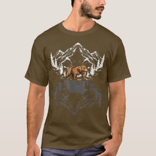 Forest Trees Mountains Bear Reflection Animal Outd T-Shirt