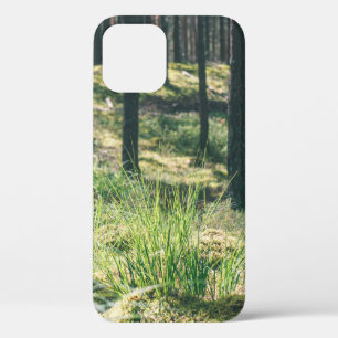 Forest trees. nature green wood sunlight backgroun iPhone 12 case