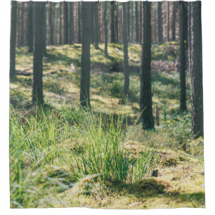 Forest trees. nature green wood sunlight backgroun shower curtain