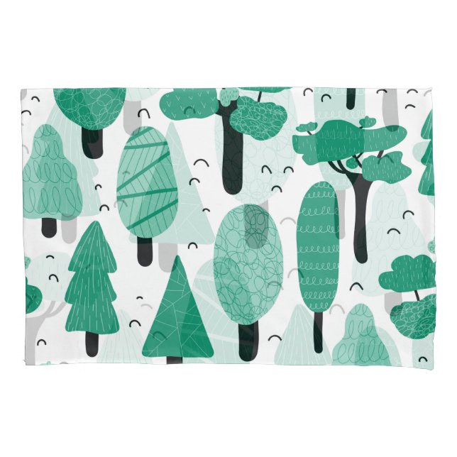 Forest Trees: Nature Seamless Vintage Pillowcase (Front)