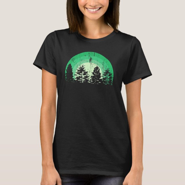Forest Trees Outdoors Nature Sunset Forest T-Shirt (Front)