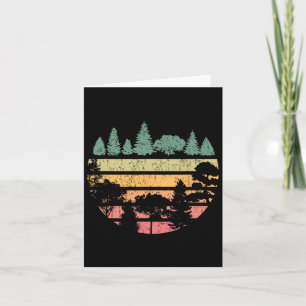 Forest Trees Retro Sunset Vintage Graphic Hiking C Card