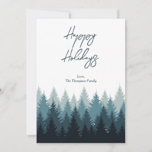 Forest Trees Rustic Landscape Happy Holidays  Holiday Card