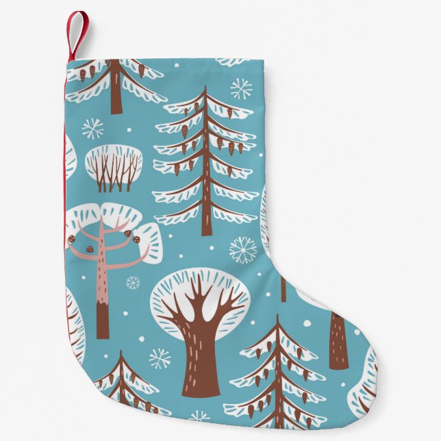 Forest, trees. Seamless background. Winter Small Christmas Stocking (Front)