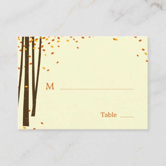 Forest Trees Wedding Flat Place Cards (Front)