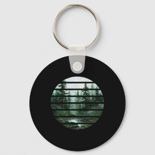 Forest Trees Wildlife Outdoors Retro Vintage Hikin Key Ring