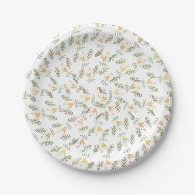 Forest Tropical Botanical Baby Shower Party Paper Plate (Front)