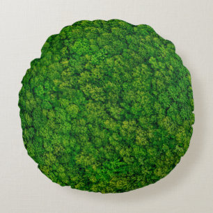 Forest view from above, aerial top view with copy  round cushion