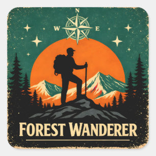 Forest Wanderer – Ancient Woods Nature Explorer Square Sticker