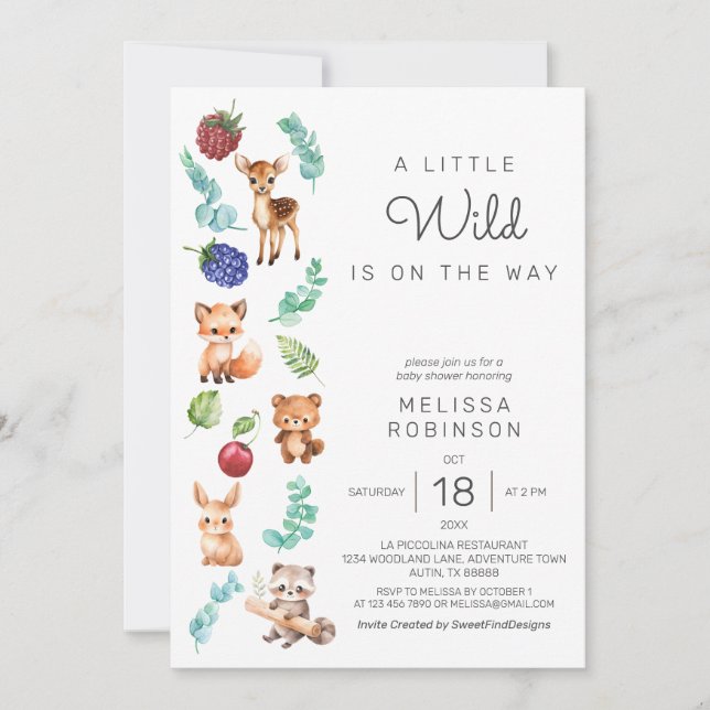Forest Watercolor Animal Baby Boy Shower Invitation (Front)