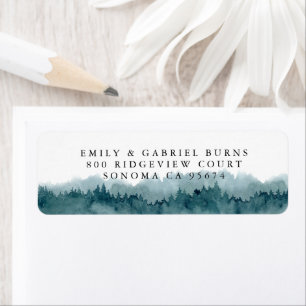 Forest Watercolor Couple Return Address Label