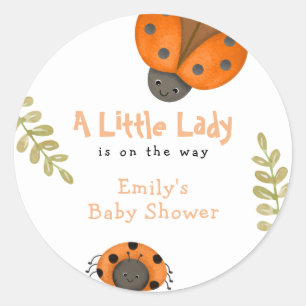Forest Watercolor Little Ladybug Baby Shower Classic Round Sticker