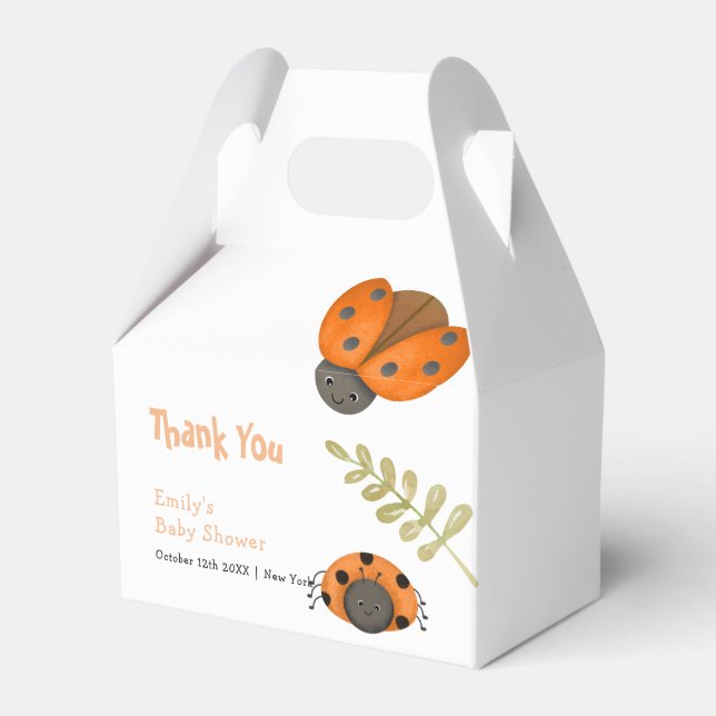 Forest Watercolor Little Ladybug Baby Shower  Favour Box (Front Side)