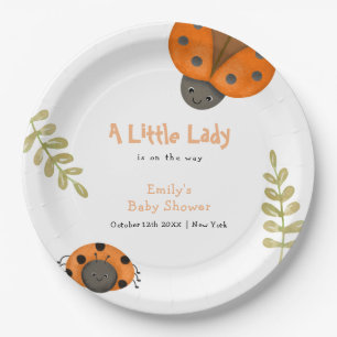 Forest Watercolor Little Ladybug Baby Shower  Paper Plate