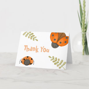 Forest Watercolor Little Ladybug Baby Shower  Thank You Card