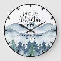 Forest Watercolor Mountains Newlyweds Wedding
