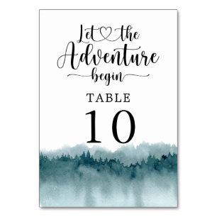 Forest Watercolor Wedding  Table Number