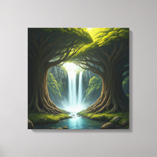 Forest Waterfall Canvas Print