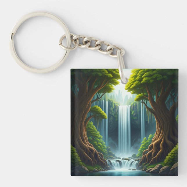 Forest Waterfall  Key Ring (Front)