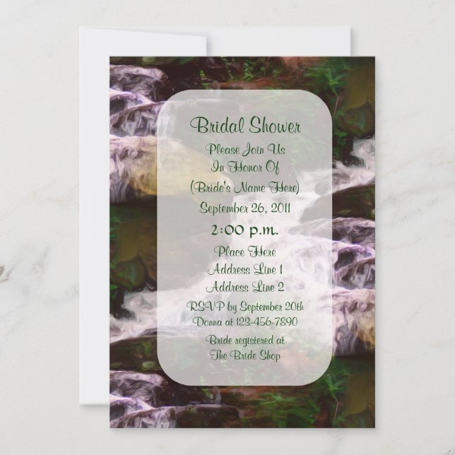 Forest Waterfall Painting Bridal Shower  Invitation (Front)